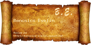 Bencsics Evelin névjegykártya